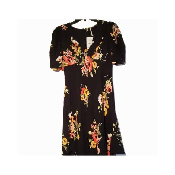 NWT Free People Neon Garden Mini Dress Black Floral Size 2 (Fits 4) - Picture 4 of 4